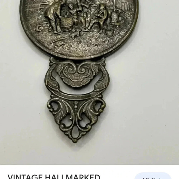 Accessories - Antique Mirror Denmark made Silver Plated Hans Jensen Whale mark Repousse ..